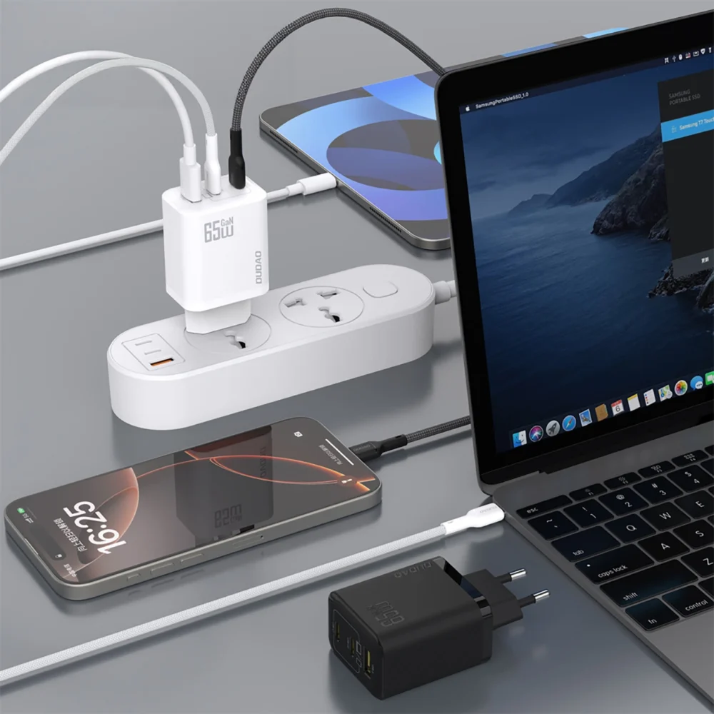 Dudao A29C Ładowarka Sieciowa 65W GaN Czarna + kabel USB-Cpol