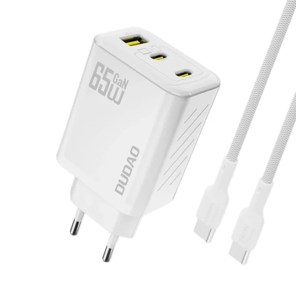 Dudao A29C Ładowarka Sieciowa 65W GaN Biała + kabel USB-Cpol