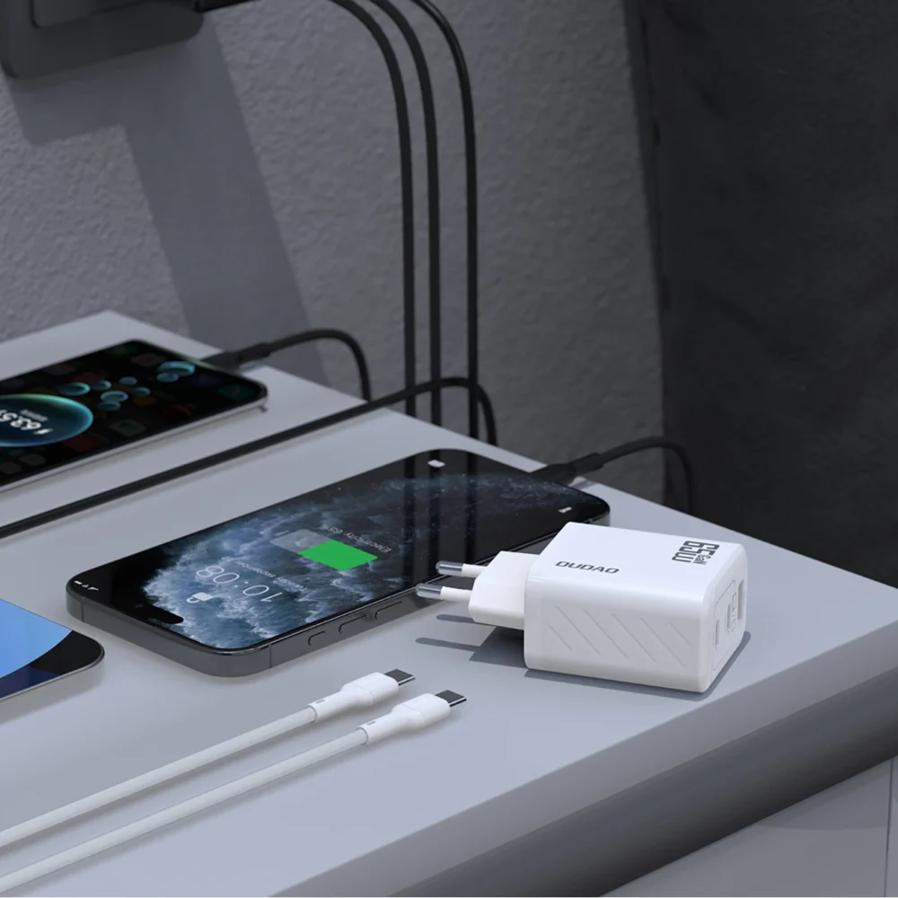 Dudao A29C Ładowarka Sieciowa 65W GaN Biała + kabel USB-Cpol