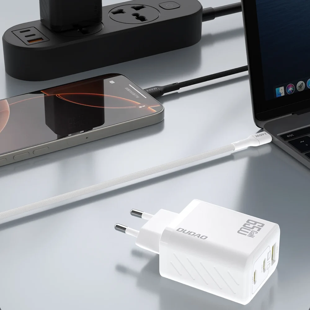 Dudao A29C Ładowarka Sieciowa 65W GaN Biała + kabel USB-Cpol