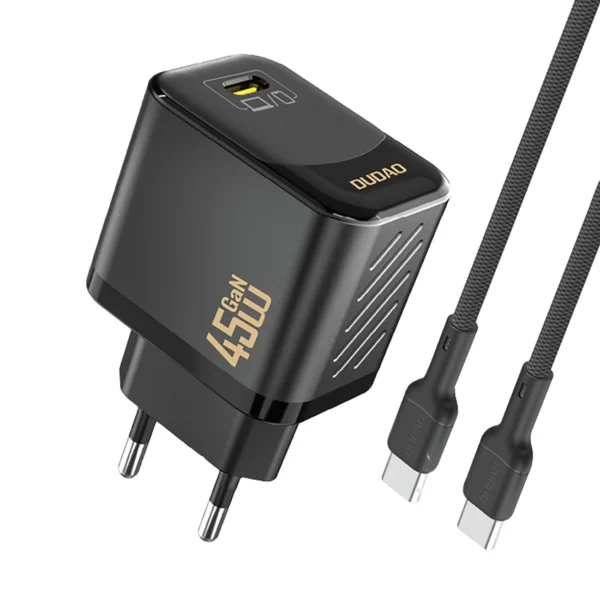 Dudao A28C Ładowarka Sieciowa 45W GaN Czarna + kabel USB-Cpol