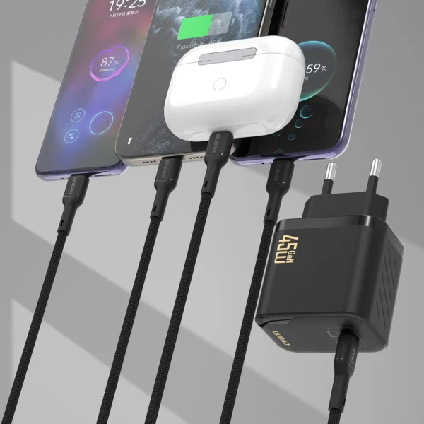 Dudao A28C Ładowarka Sieciowa 45W GaN Czarna + kabel USB-Cpol
