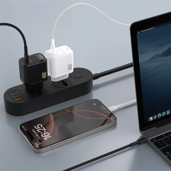 Dudao A28C Ładowarka Sieciowa 45W GaN Czarna + kabel USB-Cpol