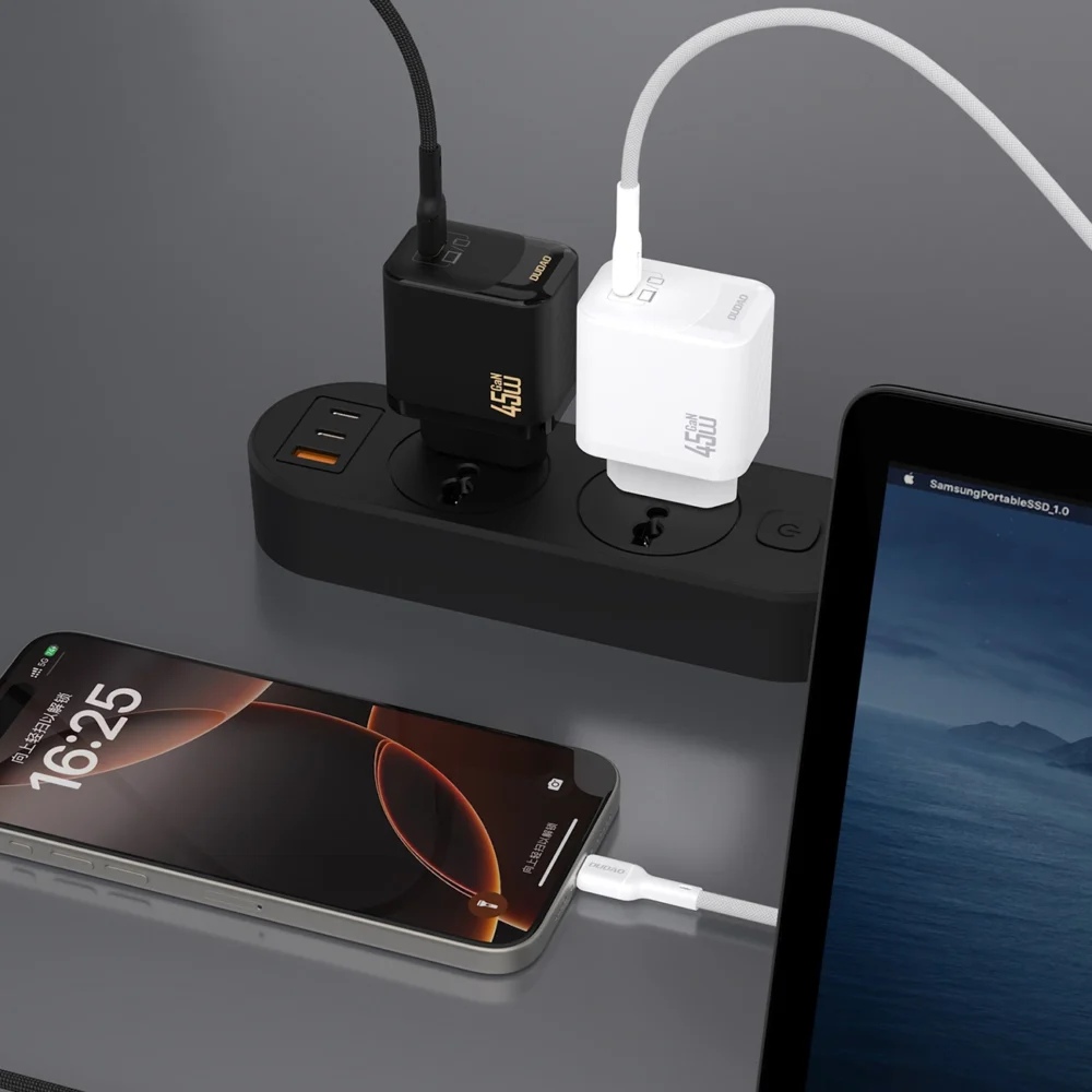 Dudao A28C Ładowarka Sieciowa 45W GaN Czarna + kabel USB-Cpol