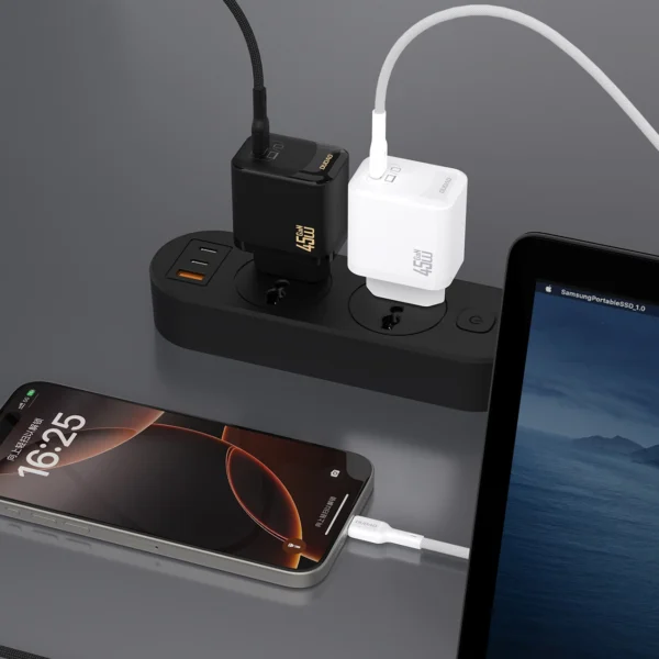 Dudao A28C Ładowarka Sieciowa 45W GaN Czarna + kabel USB-Cpol