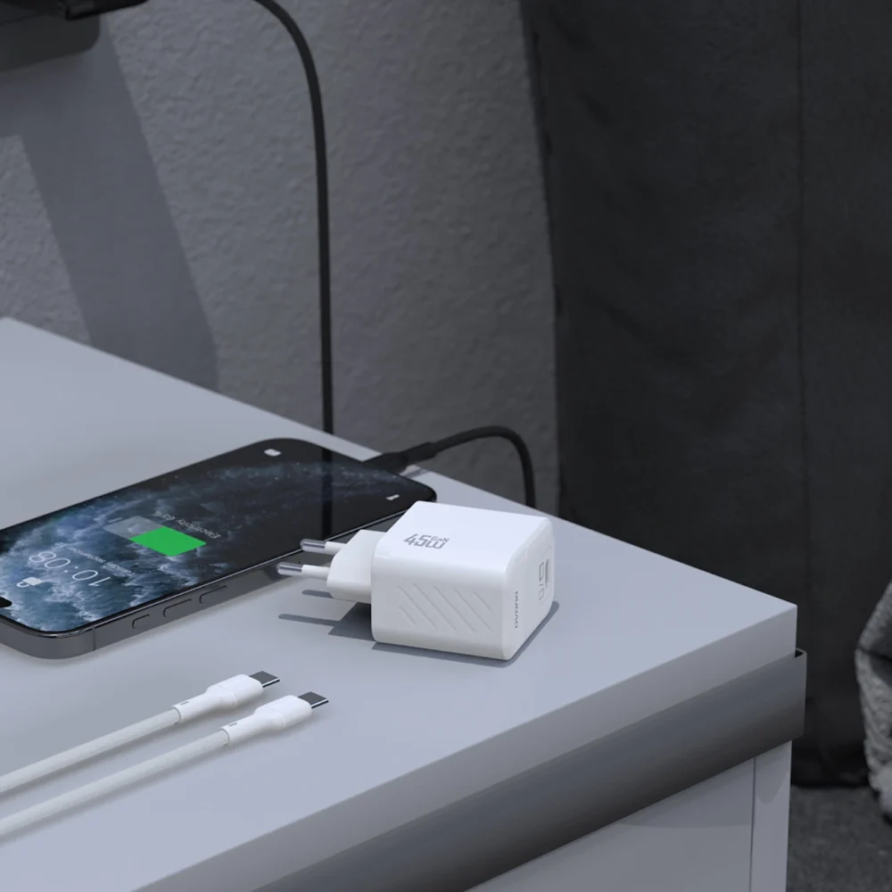Dudao A28C Ładowarka Sieciowa 45W GaN Czarna + kabel USB-Cpol