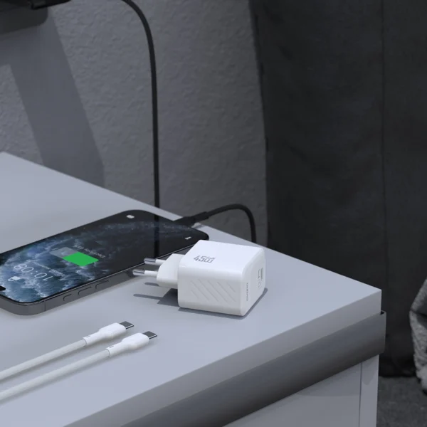 Dudao A28C Ładowarka Sieciowa 45W GaN Czarna + kabel USB-Cpol