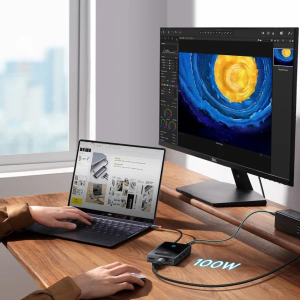 Baseus PioneerJoy 8-in-1 USB-C hub HDMI 4K@60Hz + HDMI 4K@30Hz + DisplayPort 8K@30Hz + VGA + 2 x USB-A 3.0 + 2 x USB-C - grayeng