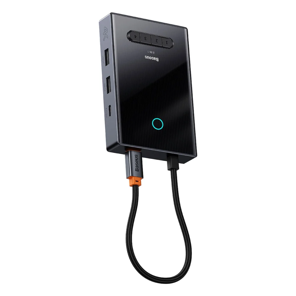 Baseus PioneerJoy 8-in-1 USB-C hub HDMI 4K@60Hz + HDMI 4K@30Hz + DisplayPort 8K@30Hz + VGA + 2 x USB-A 3.0 + 2 x USB-C - grayeng