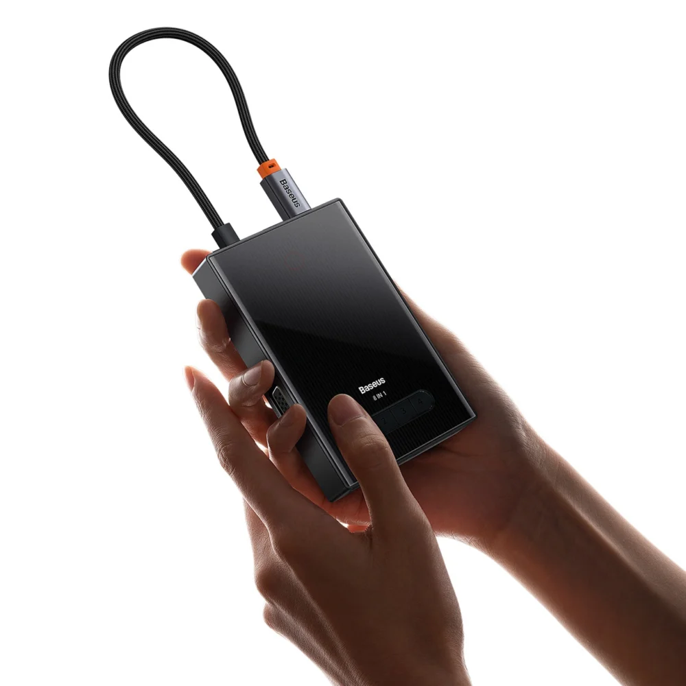 Baseus PioneerJoy 8-in-1 USB-C hub HDMI 4K@60Hz + HDMI 4K@30Hz + DisplayPort 8K@30Hz + VGA + 2 x USB-A 3.0 + 2 x USB-C - grayeng