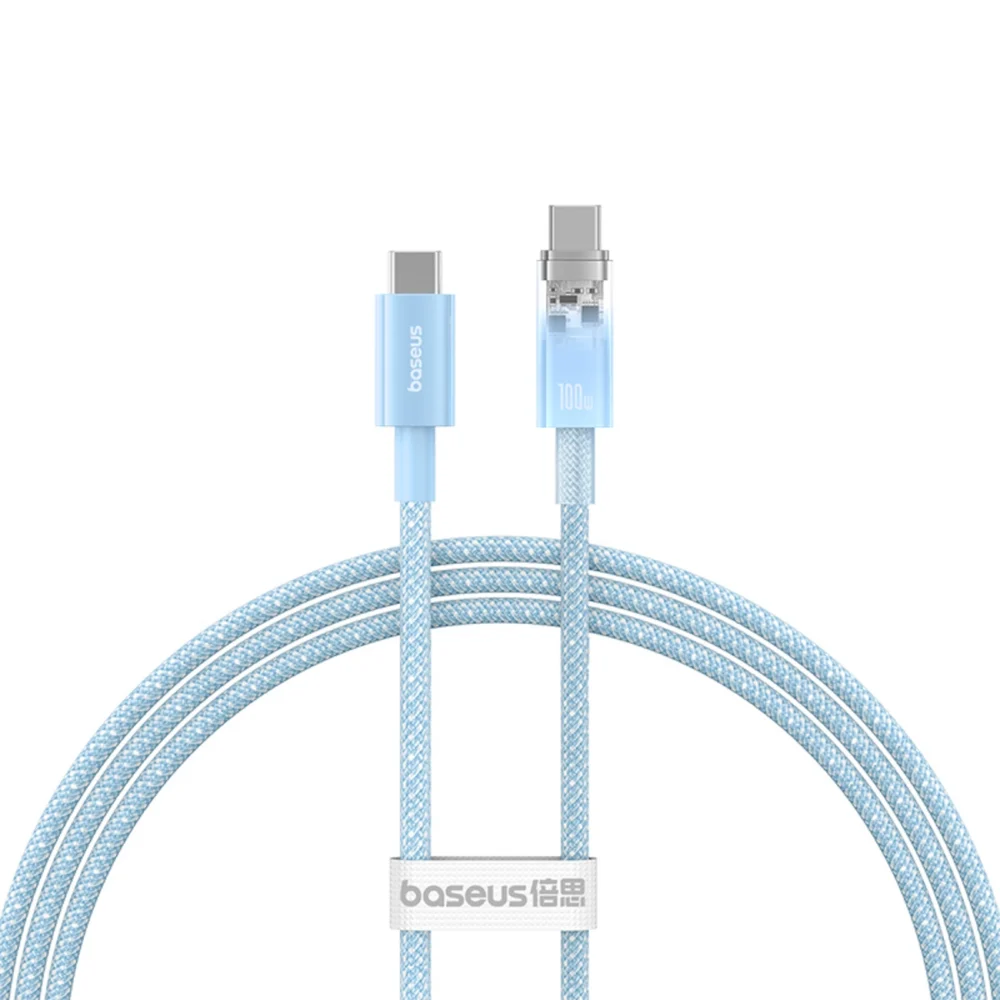 Baseus Explorer 100W USB-C - USB-C Cable with Intelligent Temperature Sensor 1m - Blueeng