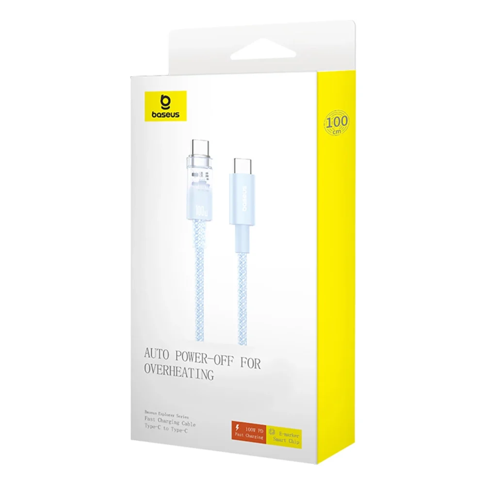 Baseus Explorer 100W USB-C - USB-C Cable with Intelligent Temperature Sensor 2m - Blueeng