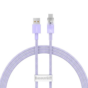 Baseus Explorer 100W USB-A - USB-C Cable with Intelligent Temperature Sensor 1m - Purpleeng