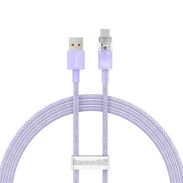 Baseus Explorer 100W USB-A - USB-C Cable with Intelligent Temperature Sensor 1m - Purpleeng