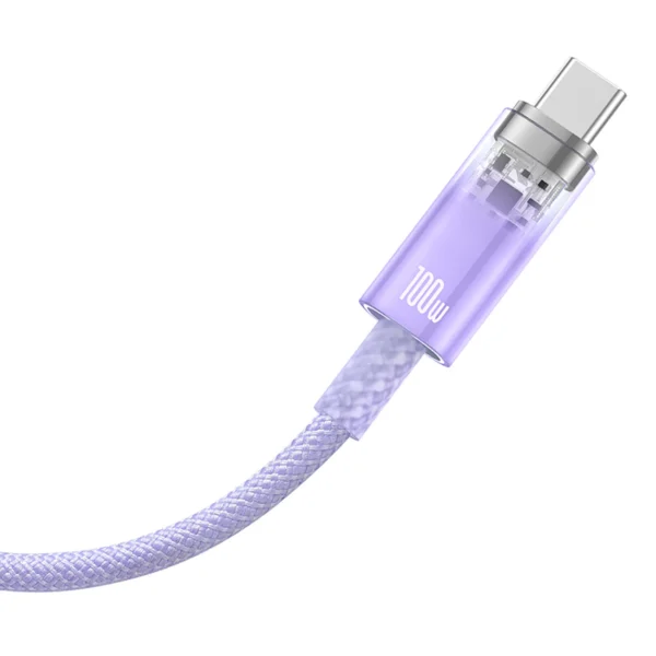 Baseus Explorer 100W USB-A - USB-C Cable with Intelligent Temperature Sensor 1m - Purpleeng