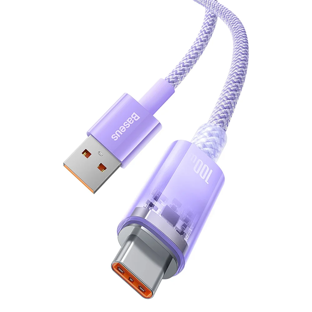 Baseus Explorer 100W USB-A - USB-C Cable with Intelligent Temperature Sensor 1m - Purpleeng