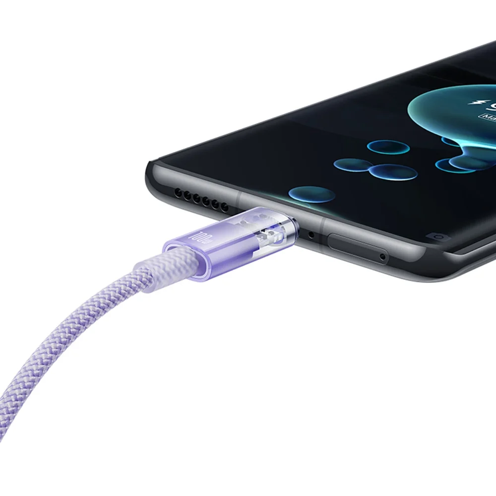 Baseus Explorer 100W USB-A - USB-C Cable with Intelligent Temperature Sensor 1m - Purpleeng