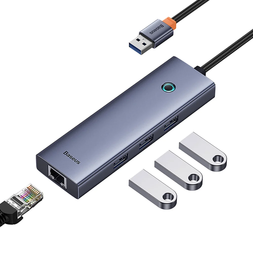 Baseus UltraJoy 4in1 USB-A Hub 3 x USB-A 3.0 + RJ45 - Grayeng