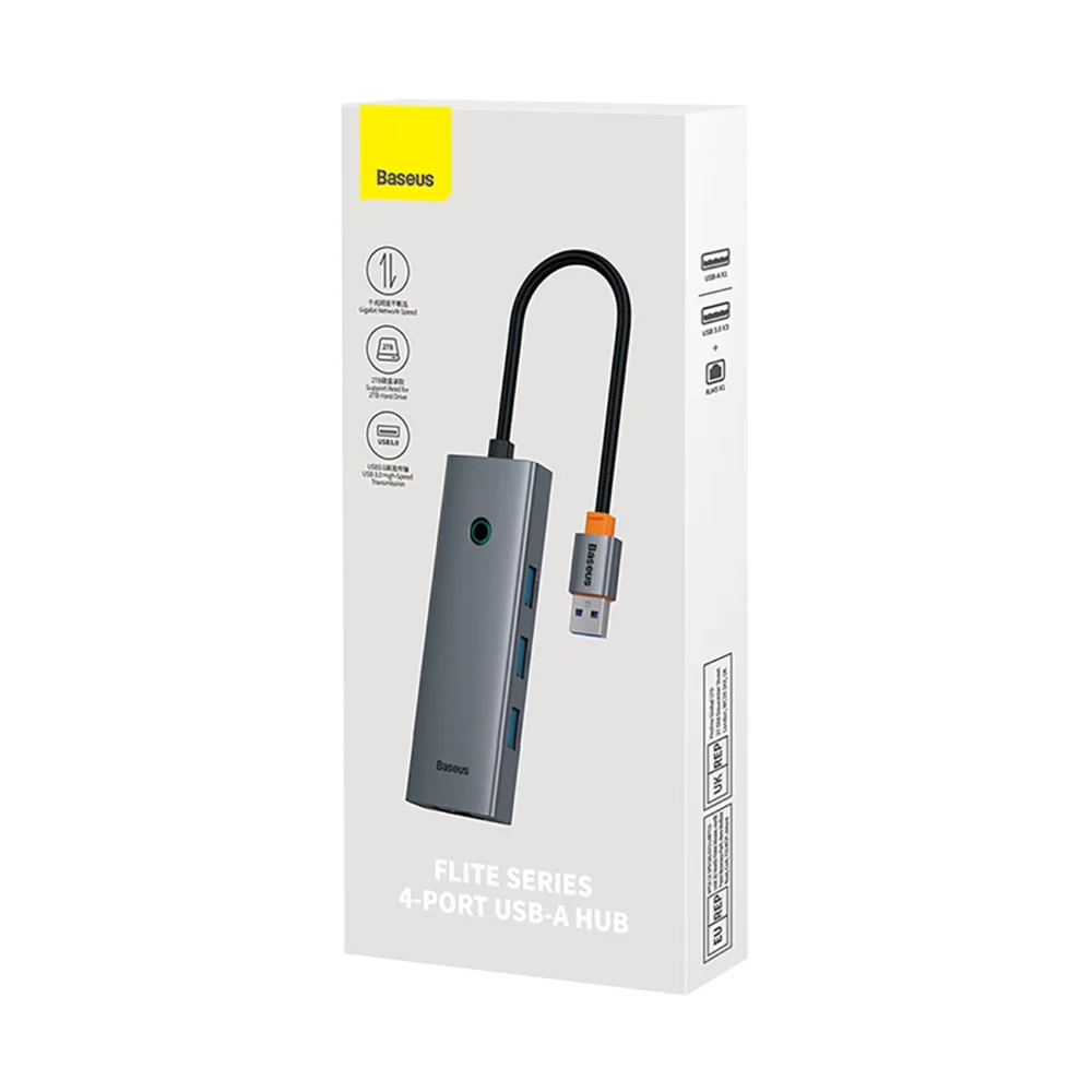 Baseus UltraJoy 4in1 USB-A Hub 3 x USB-A 3.0 + RJ45 - Grayeng