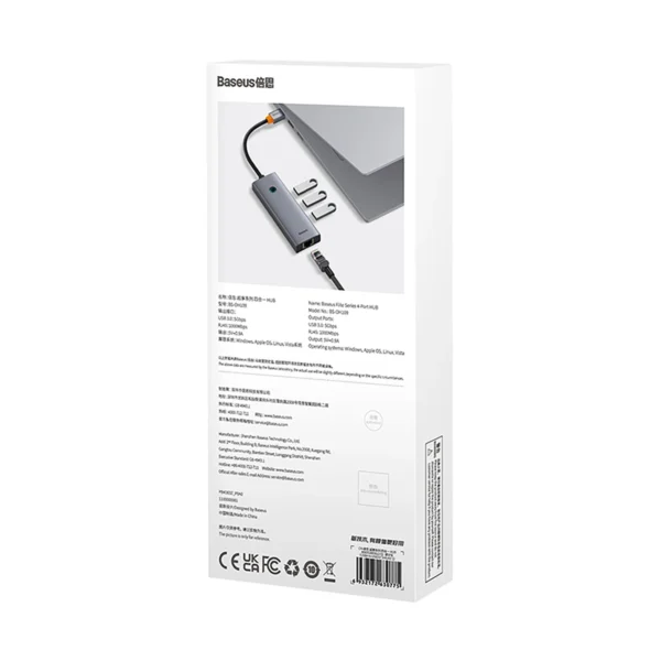 Baseus UltraJoy 4in1 USB-A Hub 3 x USB-A 3.0 + RJ45 - Grayeng