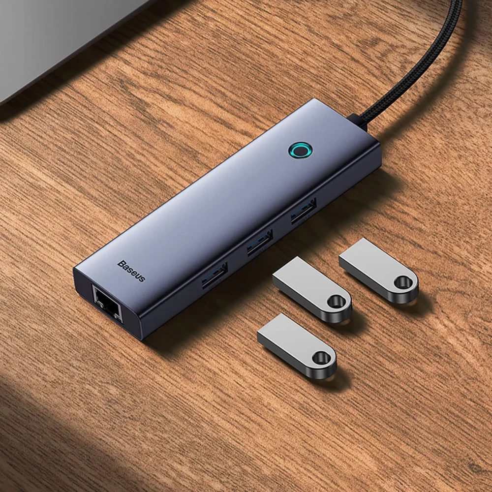 Baseus UltraJoy 4in1 USB-A Hub 3 x USB-A 3.0 + RJ45 - Grayeng