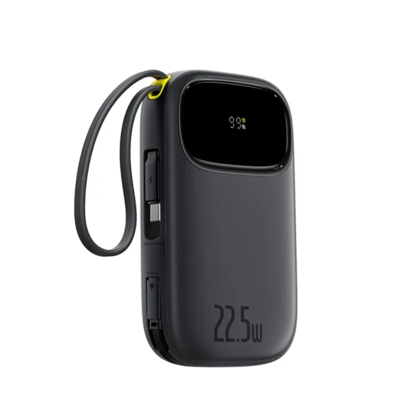 Baseus EnerFill FC31 10000mAh 22.5W Powerbank with Digital Display and 2 Built-in Cables (USB-C + Lightning) - Blackeng