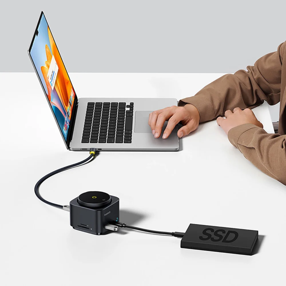 Baseus MagPro Series II 7-in-1 USB-C Hub with MagSafe-compatible Charger 15W + HDMI + USB-A + USB-C + SD/TF - Blackeng