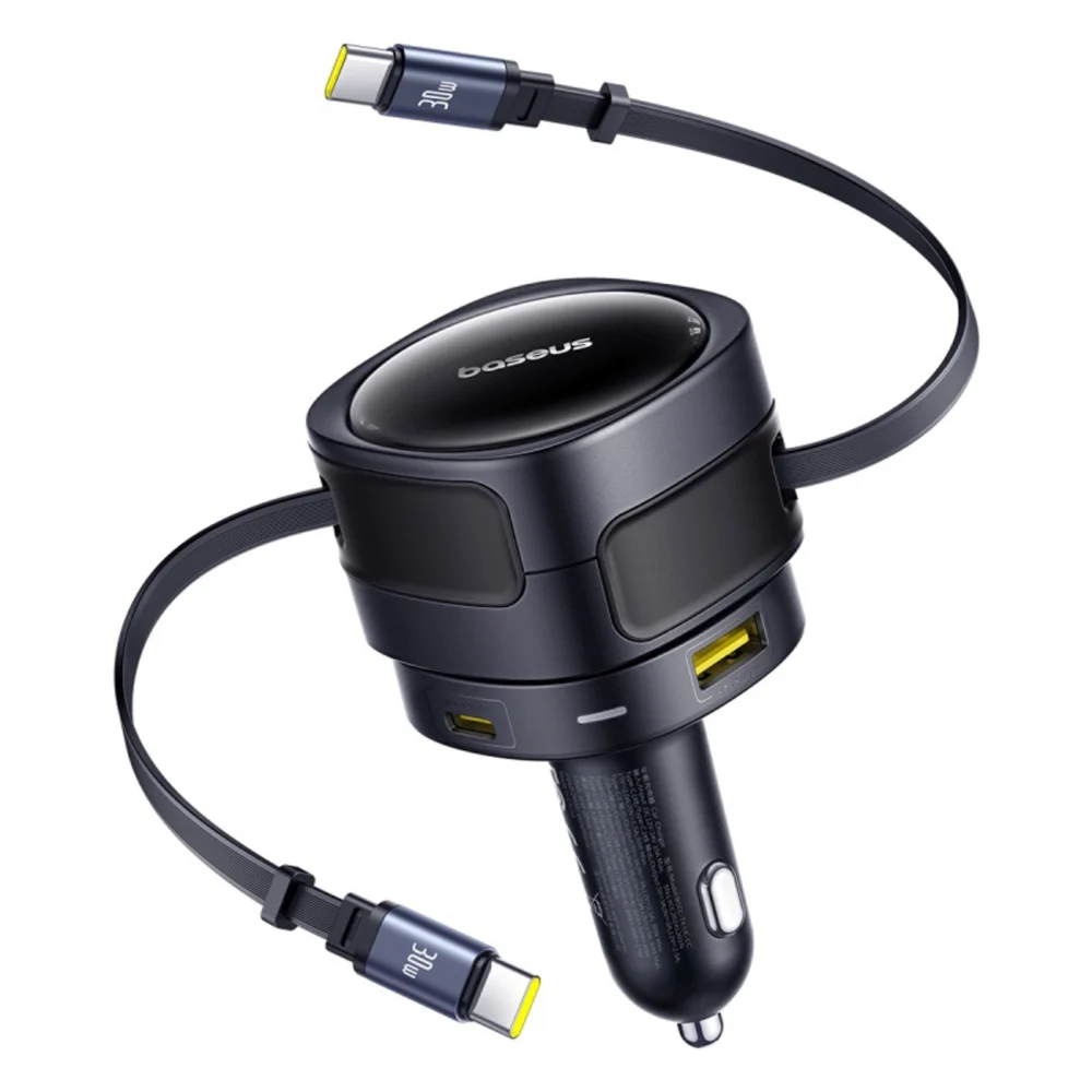 Baseus Enjoyment Max 90W Car Charger 2 x USB-C + USB-A + USB-C Cable - Blackeng
