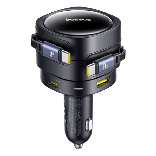 Baseus Enjoyment Max 90W Car Charger 2 x USB-C + USB-A + USB-C Cable - Blackeng