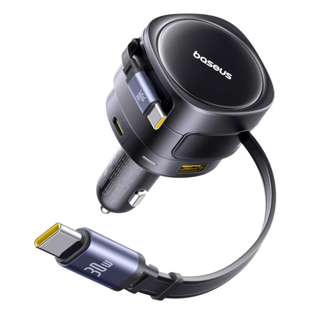 Baseus Enjoyment Max 90W Car Charger 2 x USB-C + USB-A + USB-C Cable - Blackeng