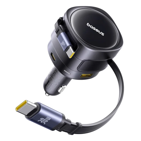 Baseus Enjoyment Max 90W Car Charger 2 x USB-C + USB-A + USB-C Cable - Blackeng