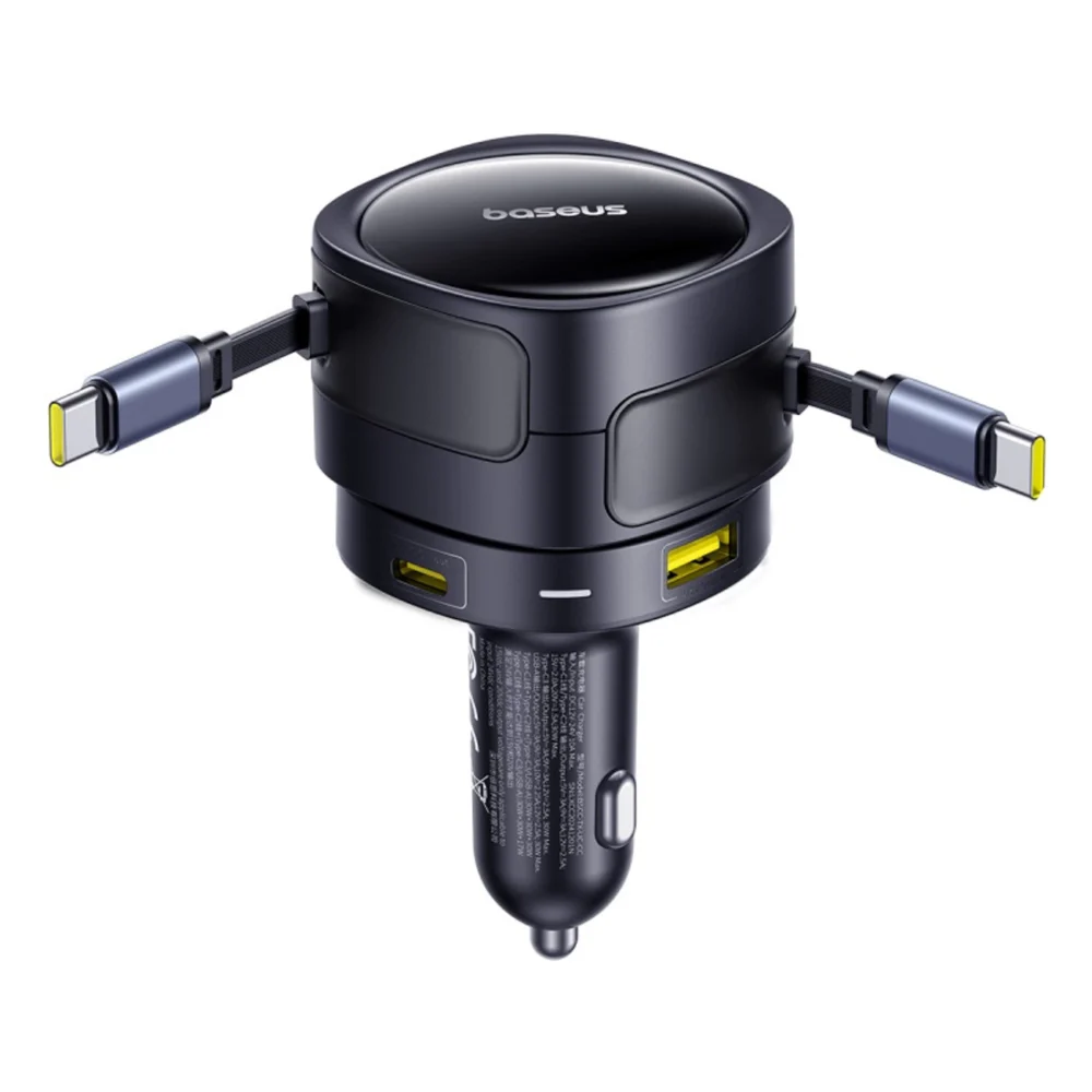 Baseus Enjoyment Max 90W Car Charger 2 x USB-C + USB-A + USB-C Cable - Blackeng