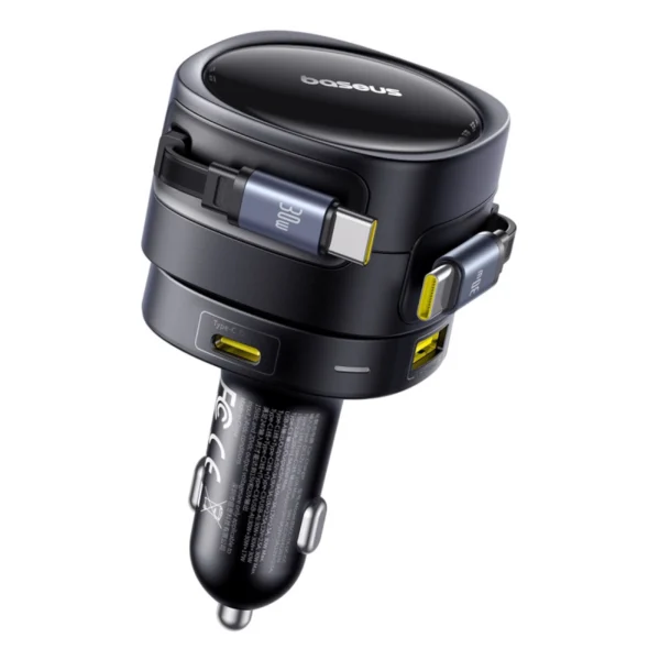 Baseus Enjoyment Max 90W Car Charger 2 x USB-C + USB-A + USB-C Cable - Blackeng
