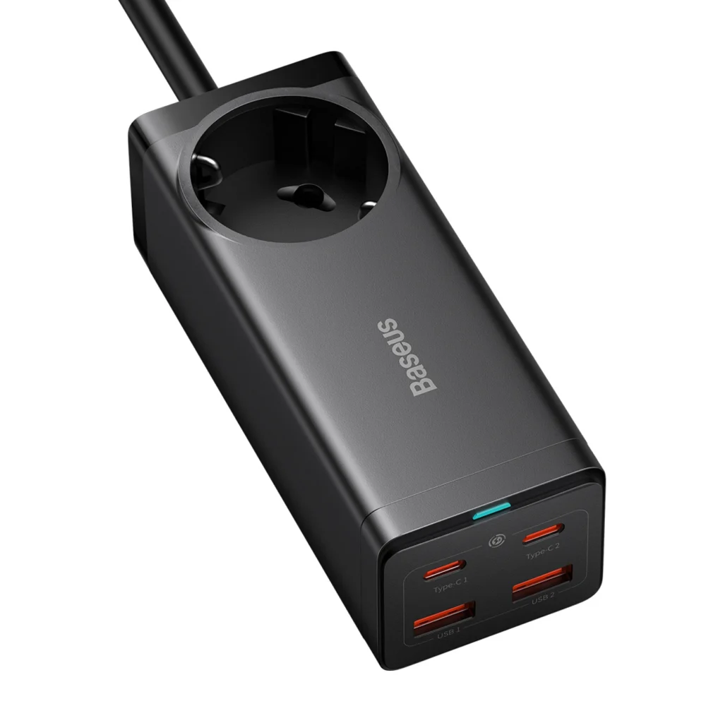 Baseus GaN3 Pro 100W EU Charging Station + 2 x USB-A + 2 x USB-C with 1m Cable Baseus Xiaobai USB-C 100W - Blackeng