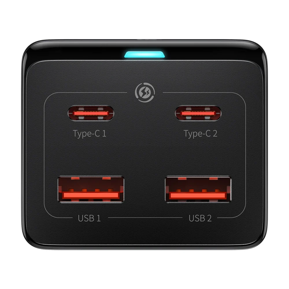 Baseus GaN3 Pro 100W EU Charging Station + 2 x USB-A + 2 x USB-C with 1m Cable Baseus Xiaobai USB-C 100W - Blackeng