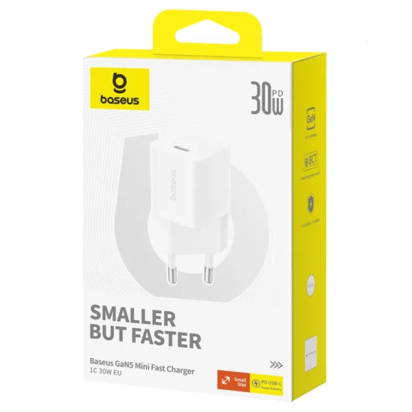 Baseus GaN5 30W USB-C Mini Wall Charger - Whiteeng
