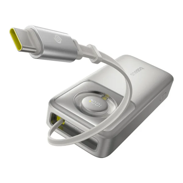 Baseus Free2Pull 20000mAh 65W Power Bank with Retractable USB-C Cable - Grayeng