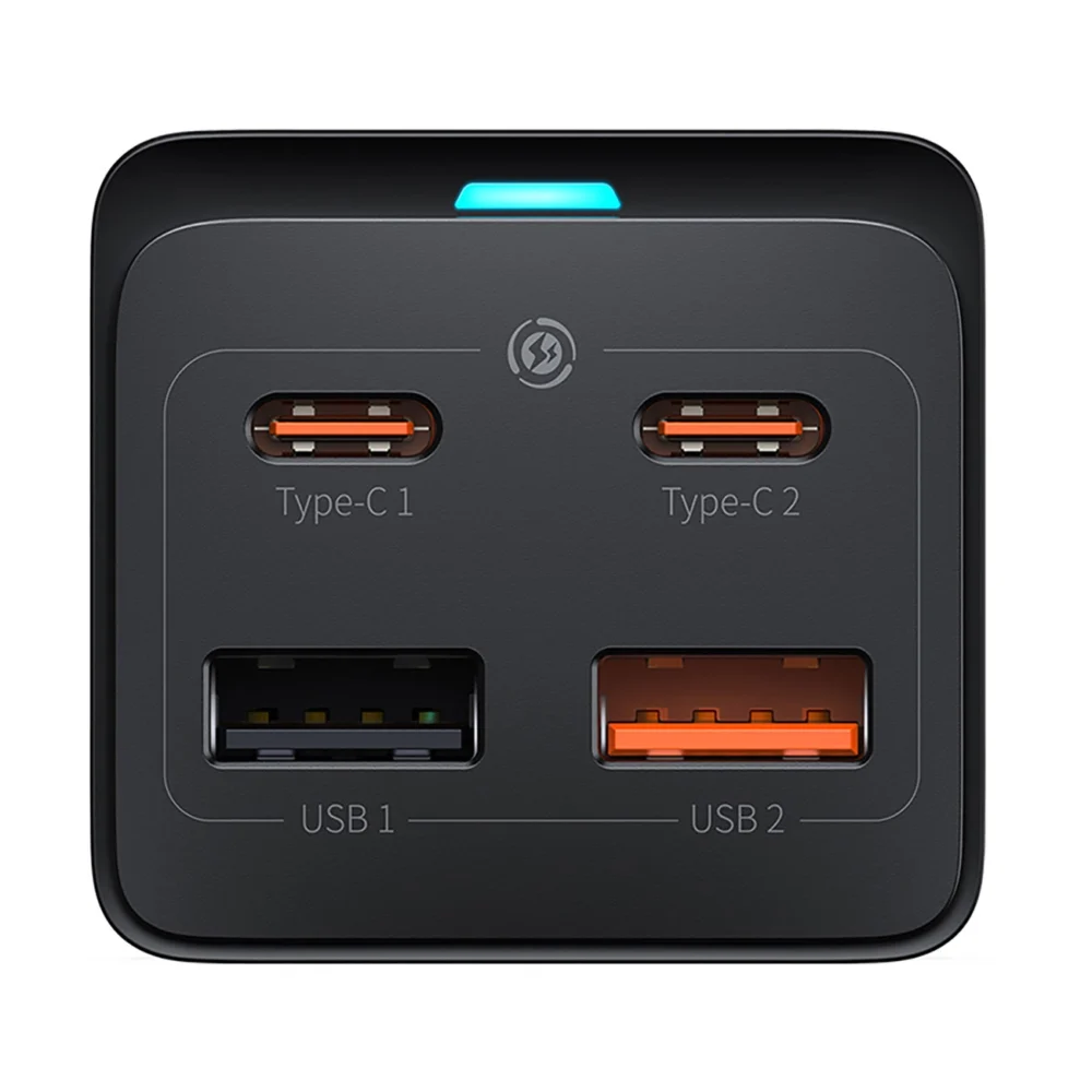 Baseus GaN3 Pro 65W EU Charging Station + 2 x USB-C + 2 x USB-A with Baseus Xiaobai USB-C 100W 1m Cable - Blackeng