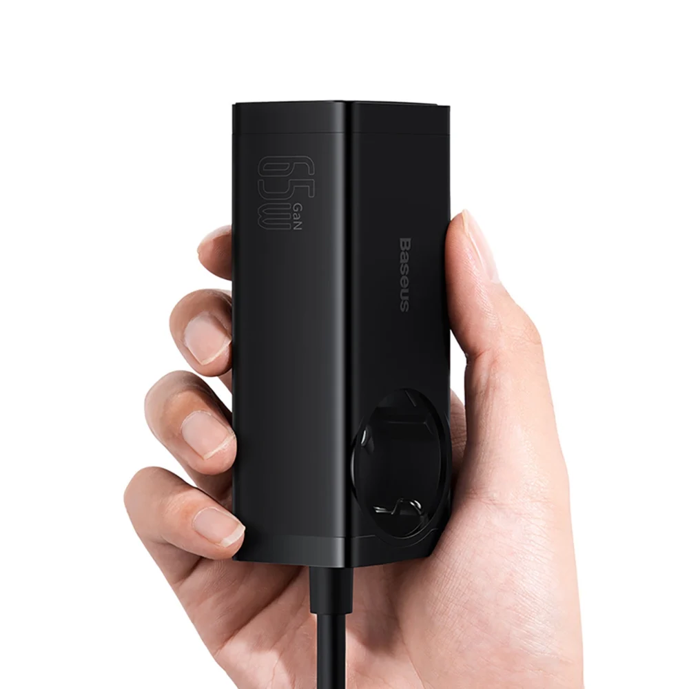 Baseus GaN3 Pro 65W EU Charging Station + 2 x USB-C + 2 x USB-A with Baseus Xiaobai USB-C 100W 1m Cable - Blackeng