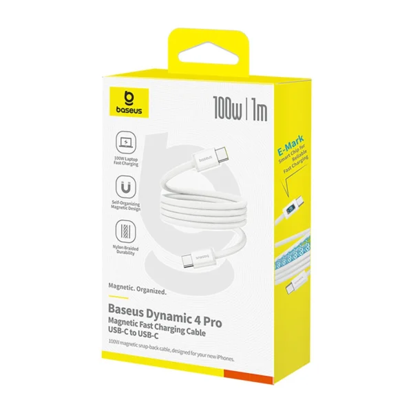 Baseus Dynamic 4 Pro 100W USB-C - USB-C Magnetic Cable 1m - Whiteeng