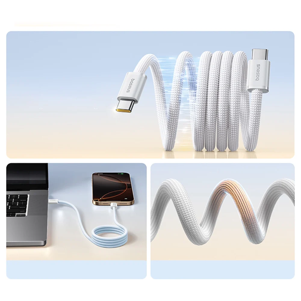 Baseus Dynamic 4 Pro 100W USB-C - USB-C Magnetic Cable 1m - Whiteeng
