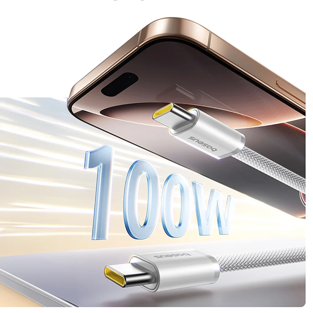 Baseus Dynamic 4 Pro 100W USB-C - USB-C Magnetic Cable 1m - Whiteeng