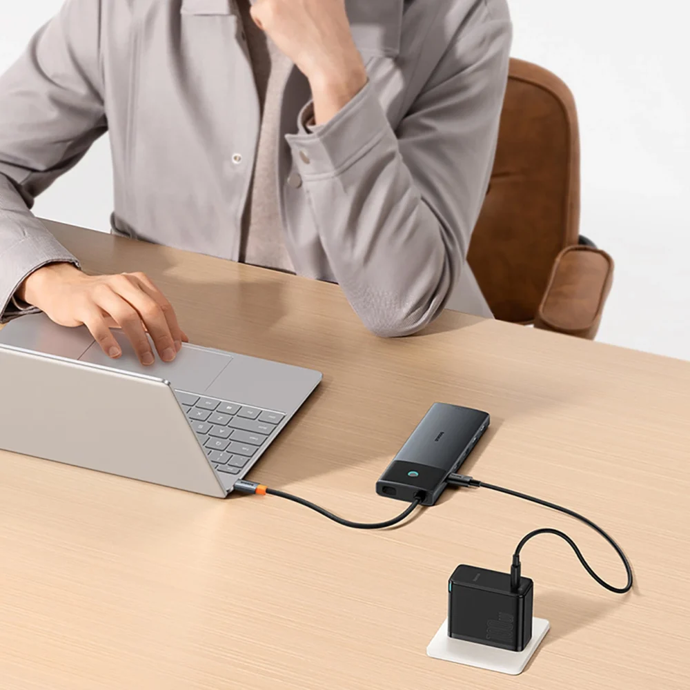 Baseus Metal Gleam II 10in1 HDMI USB-A USB-C RJ45 SD/TF Hub - Grayeng