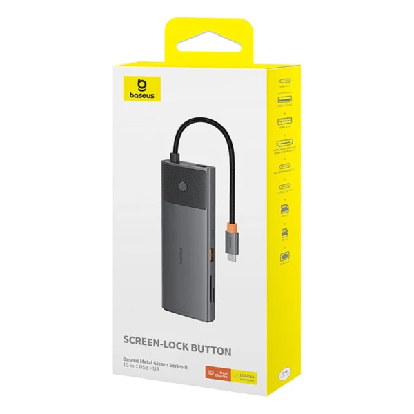 Baseus Metal Gleam II 10in1 HDMI USB-A USB-C RJ45 SD/TF Hub - Grayeng