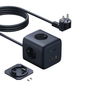 Baseus EnerFill FA11 67W Power Strip, USB-A + USB-C Cube + 3 x EU Socket 1.5m - Blackeng