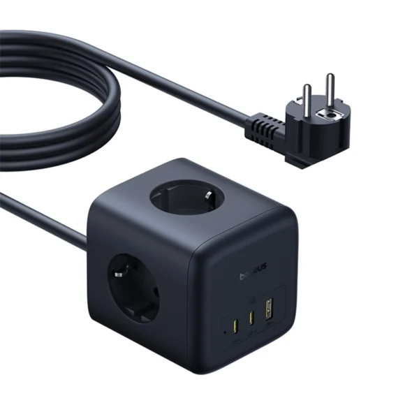 Baseus EnerFill FA11 67W Power Strip, USB-A + USB-C Cube + 3 x EU Socket 1.5m - Blackeng