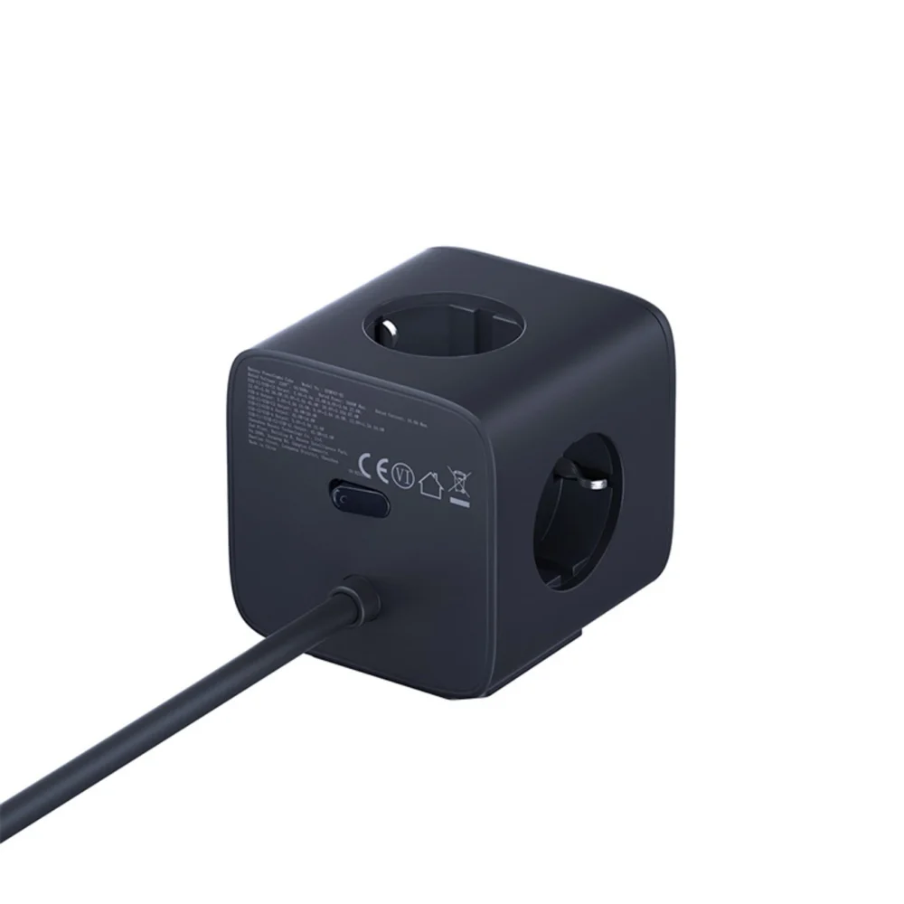 Baseus EnerFill FA11 67W Power Strip, USB-A + USB-C Cube + 3 x EU Socket 1.5m - Blackeng