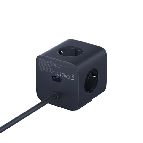 Baseus EnerFill FA11 67W Power Strip, USB-A + USB-C Cube + 3 x EU Socket 1.5m - Blackeng