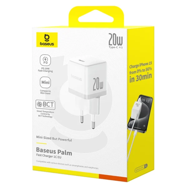 Baseus Palm 20W USB-C Wall Charger - Whiteeng