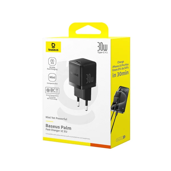 Baseus Palm 30W USB-C Wall Charger - Blackeng